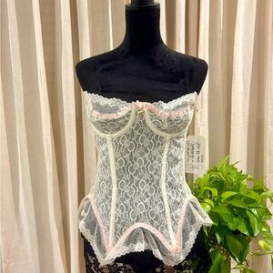 Darling White and Pink Lace Chemise